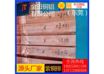 t5紫銅排-進(jìn)口t2耐腐蝕紫銅排，高導(dǎo)熱t(yī)8紫銅排