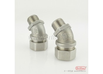 304不銹鋼45度接頭金屬軟管連接器3/8“到2"